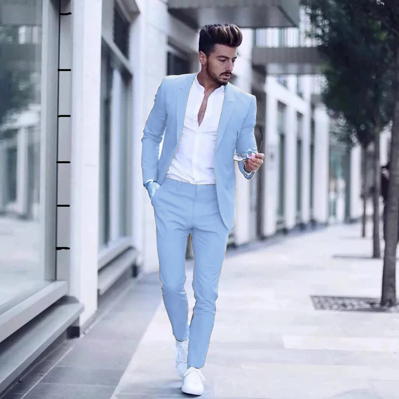 Men's Two Piece Business Casual Cotton Blend Suit