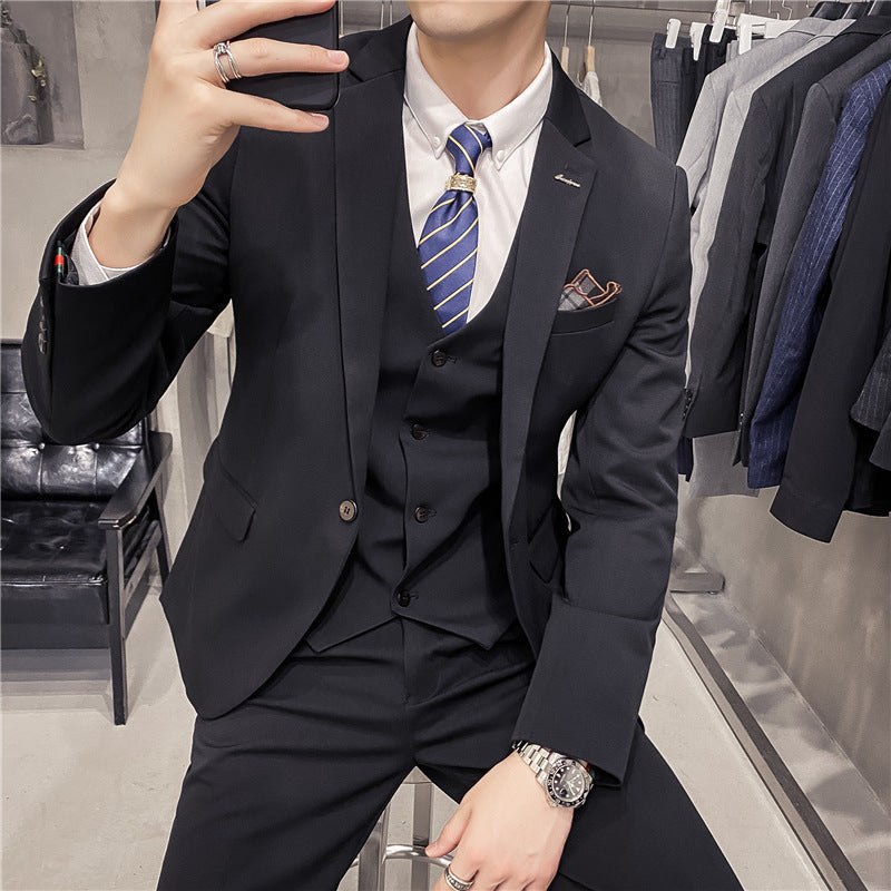Slim Fit Business Best Man Three-Piece Suit Set