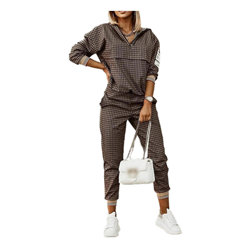 Ensemble pantalon et haut à manches longues imprimé pour femme en fibre de polyester