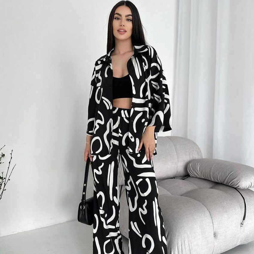 Gilet homewear manches longues imprimé aspect soie