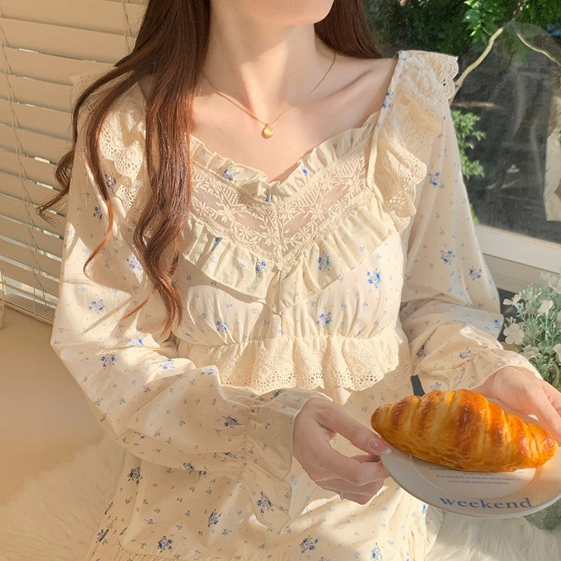Pyjama femme printemps-automne manches longues style princesse adorable