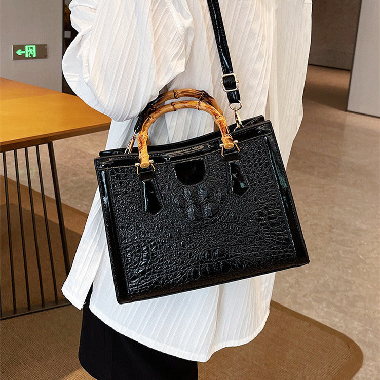 High-End PU Textile Women's Commuter Handbag