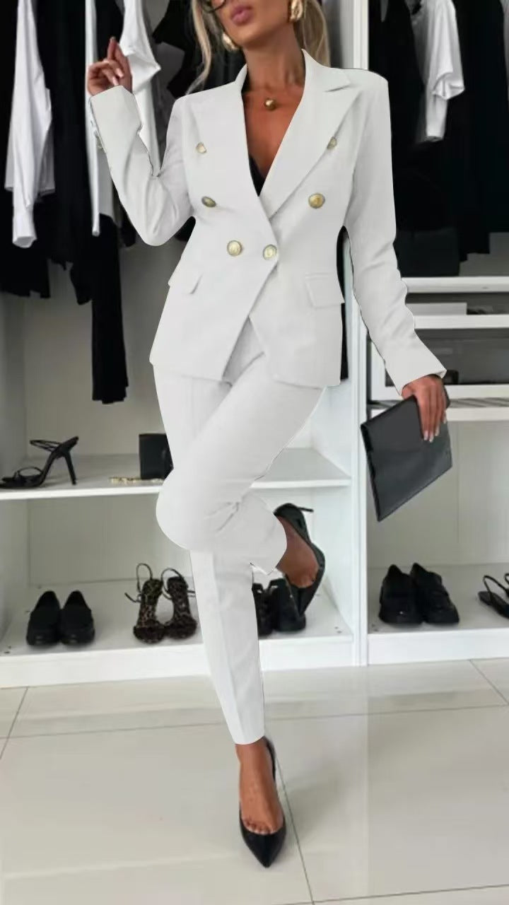 Women's Office Business Set Polyester Coat and Pants