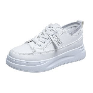 Women’s Casual White Sports Shoes with Cross Straps, Low Heel, Sizes 35-40