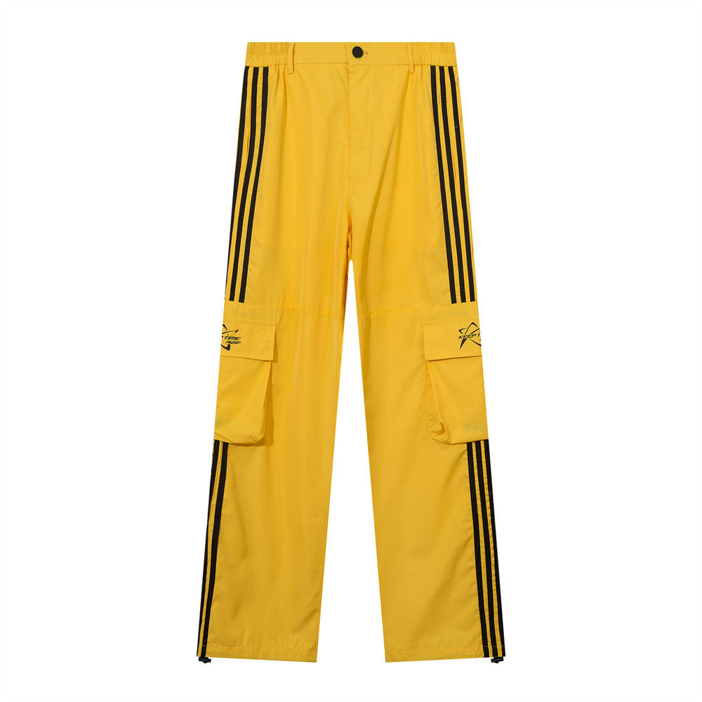 Men's Straight Casual Colorblock Trousers