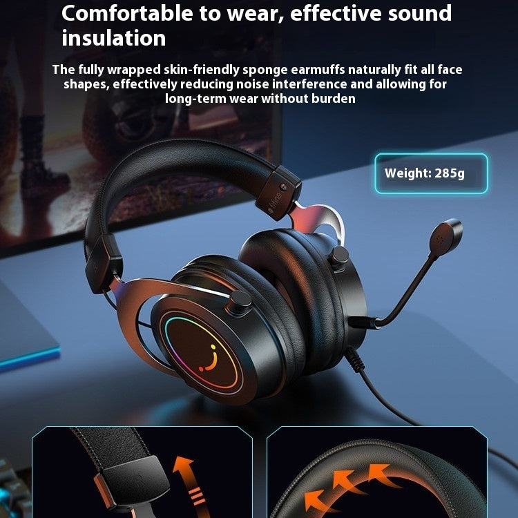 Casque de jeu filaire noir avec son 4D pour l'e-sport