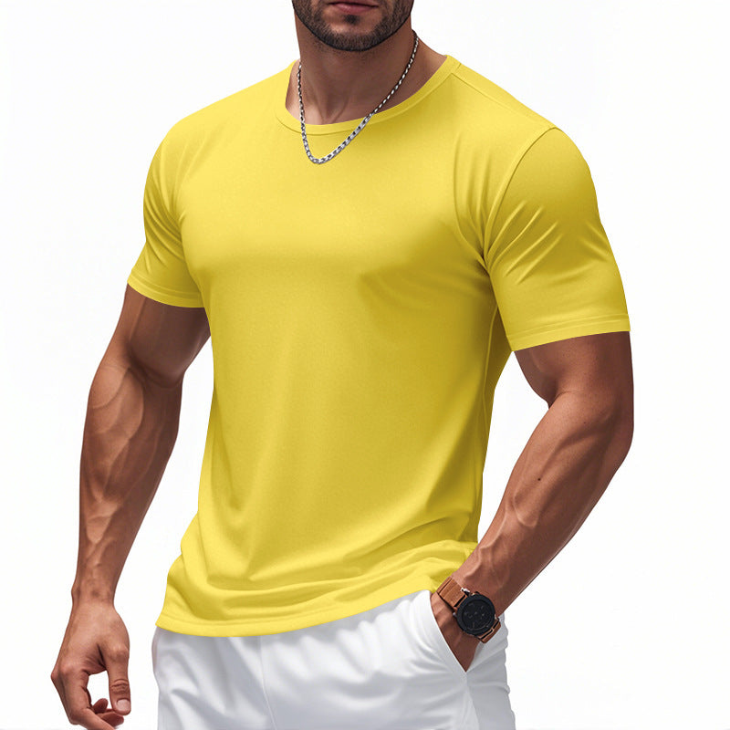 T-shirt de sport à manches courtes et col rond, séchage rapide, pour le marathon