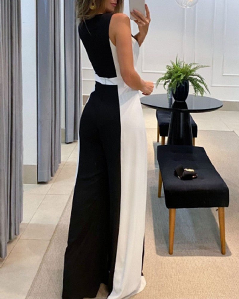 Pantalon une pièce colorblock pour femme