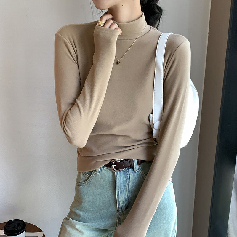 Women’s Half Turtleneck Double-Sided Dralon Bottoming Shirt for Spring & Autumn