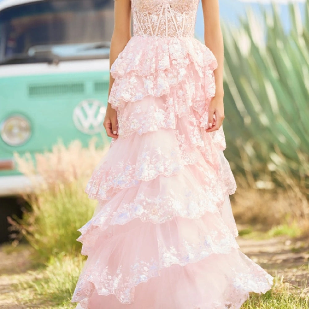 Fashion Embroidered Lotus Leaf Dress