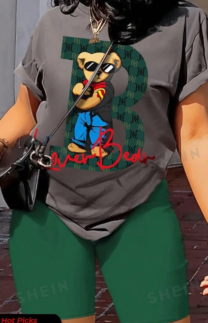 T-shirt Slayr Bear imprimé et short uni ensemble 2 pièces