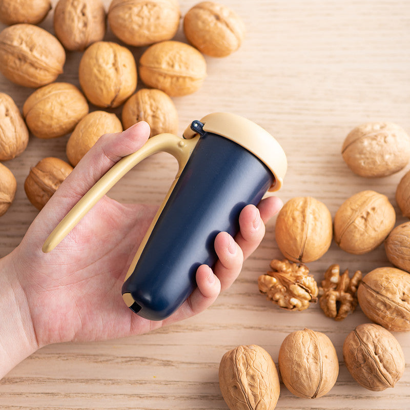 Dark Blue Walnut Peeling Tool Holder with Stainless Steel Clamp, L13xW9.5xH5.8cm