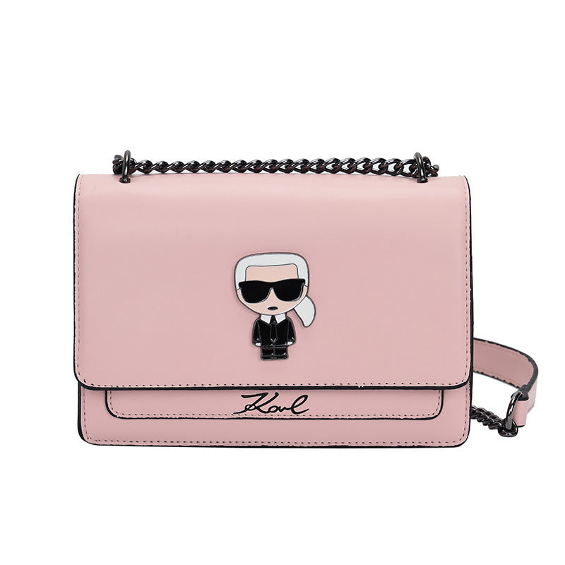 Sac carré moyen à bandoulière unique avec serrure, chaîne tendance
