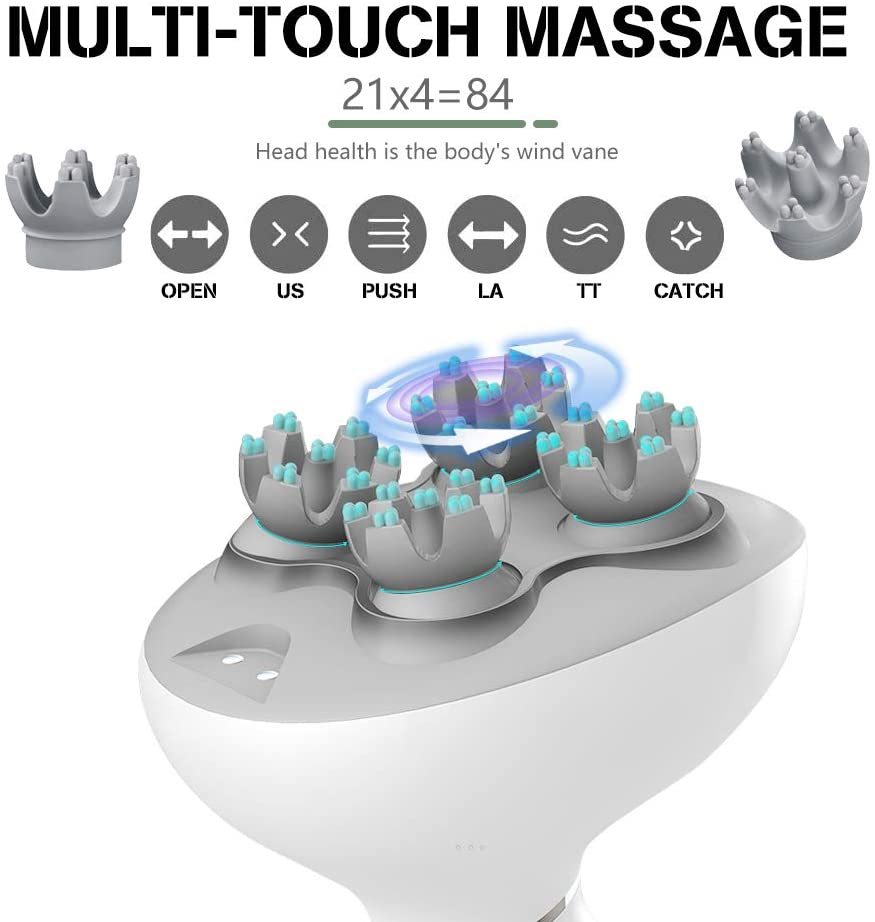 Rechargeable Waterproof Electric Scalp Head Massager White 130x110x150mm