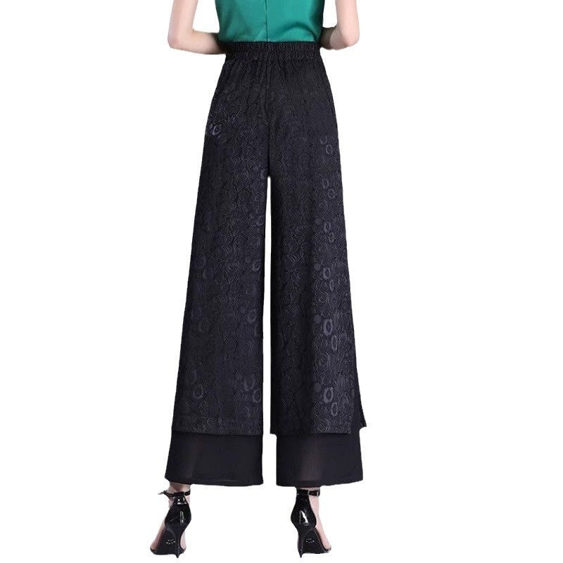 Irregular Style Split Pants Thin High Waist Loose