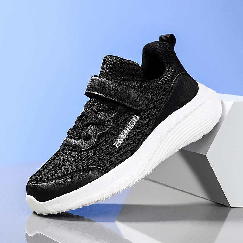 Chaussures de course pour garçons en maille respirante pour terrain dur, noir et blanc, tailles 28-40