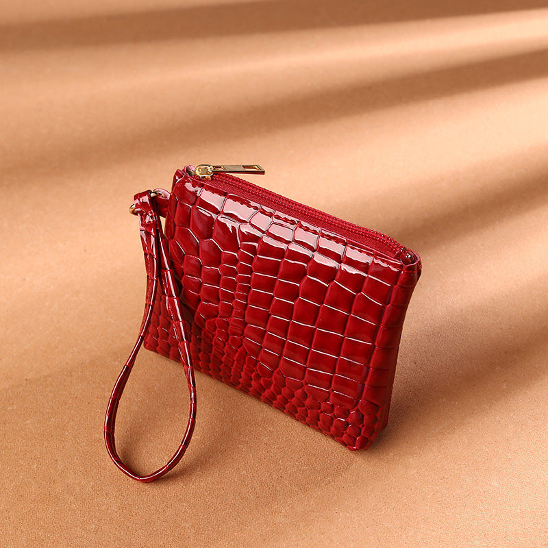 PU Leather Crocodile Pattern Solid Color Clutch Purse Bag