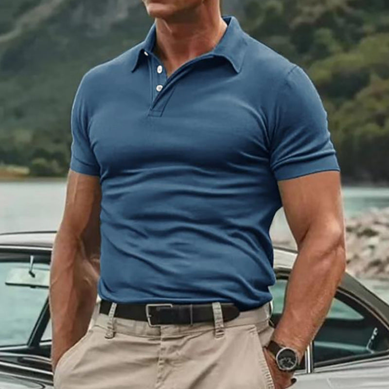 Chemise unie décontractée à manches courtes pour hommes