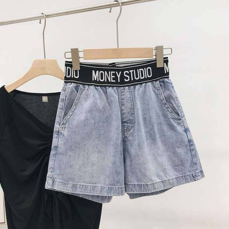 Women’s High Waist Embroidered Denim Wide-Leg Shorts