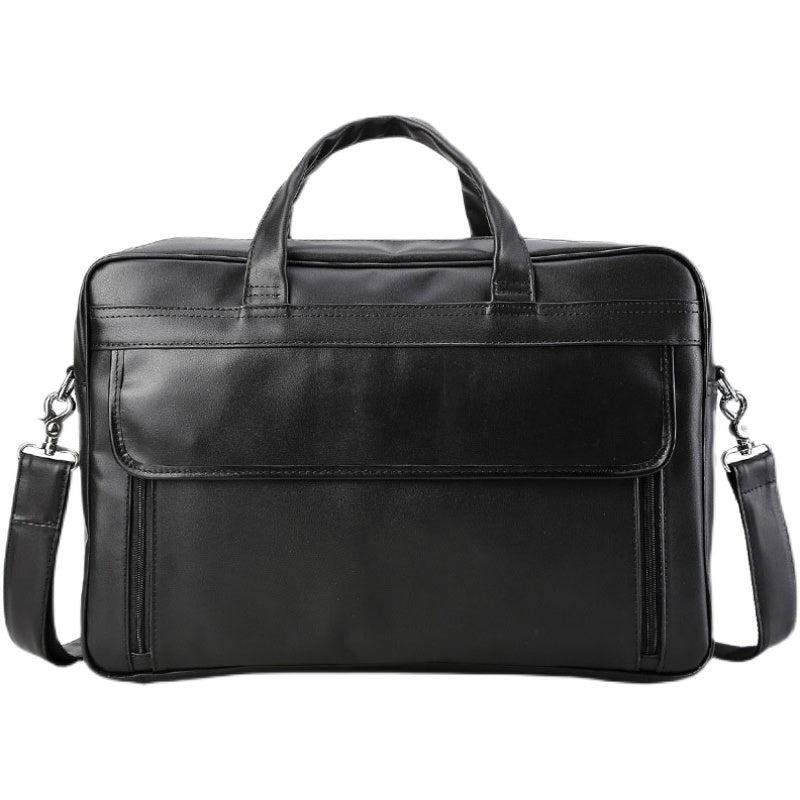 Sac d'ordinateur à main en cuir noir de grande capacité pour homme