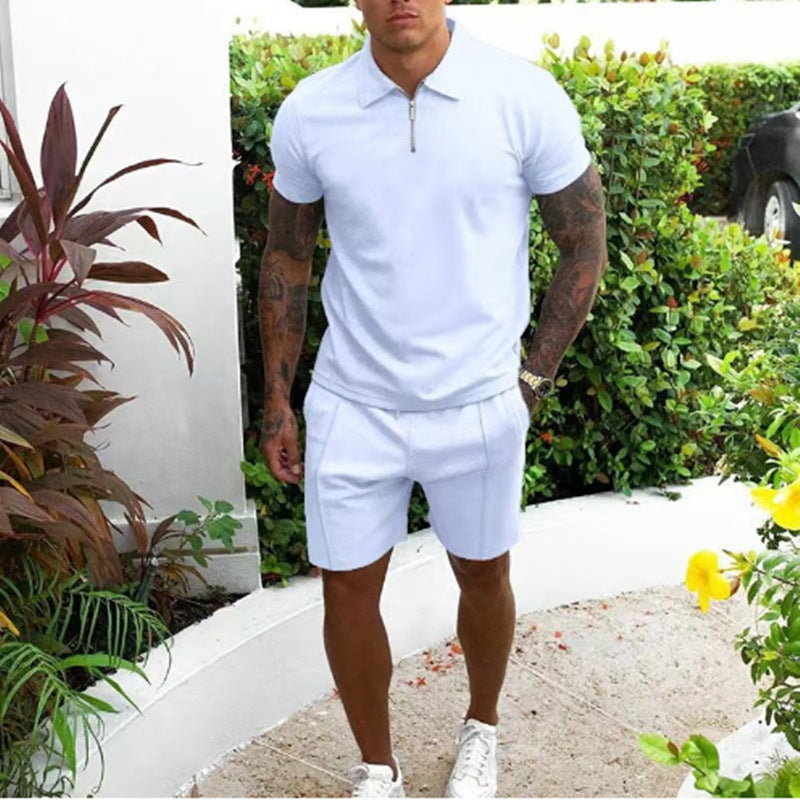 Men's Casual Two-Piece Short Sleeve Shirt & Shorts Set