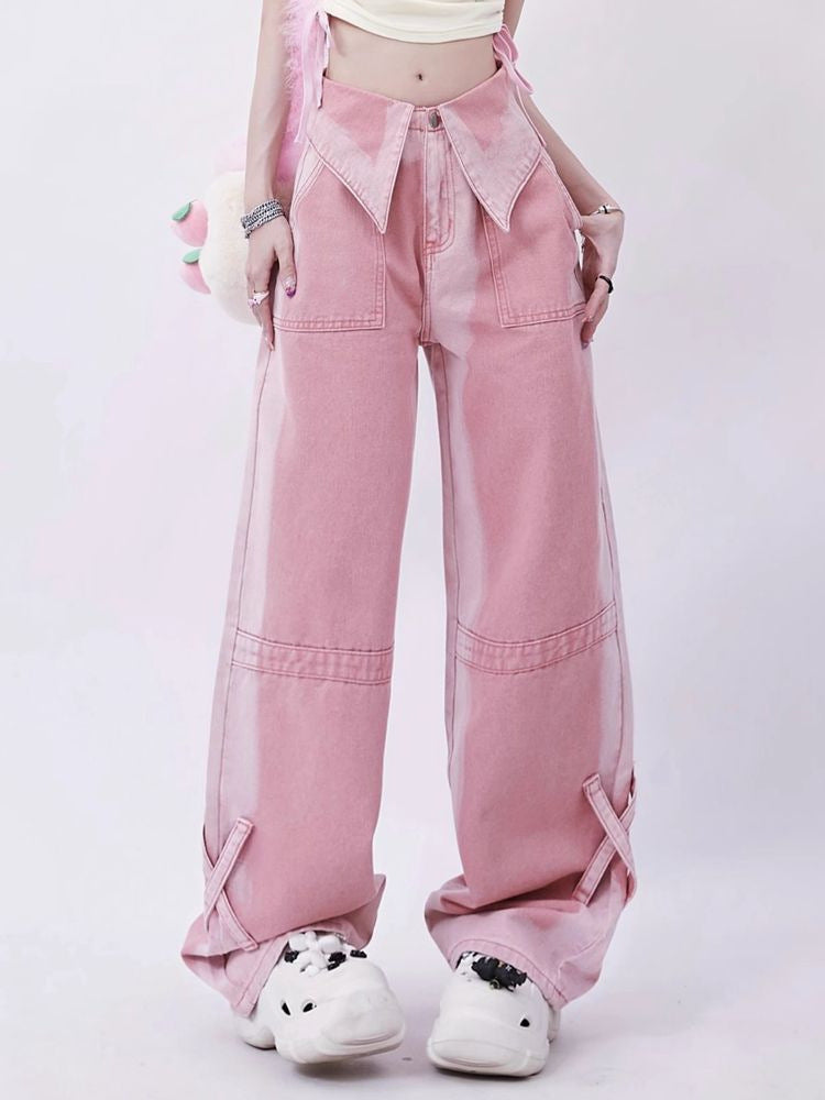 High Waist Loose Slimming Straight Jeans for Women