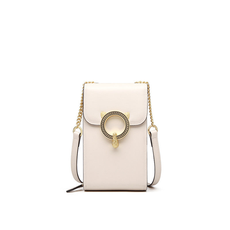 Mini Ladies Trendy Crossbody Chain Phone Bag in Yellow & Beige