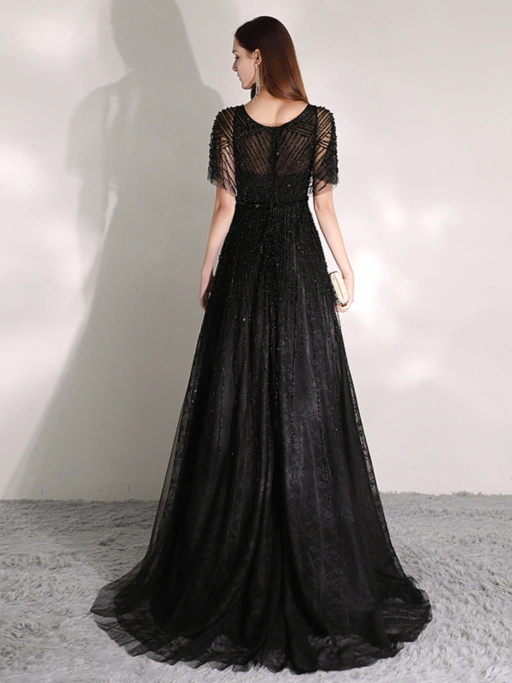 Women's Fashion Solid Color Black Polyester Dress