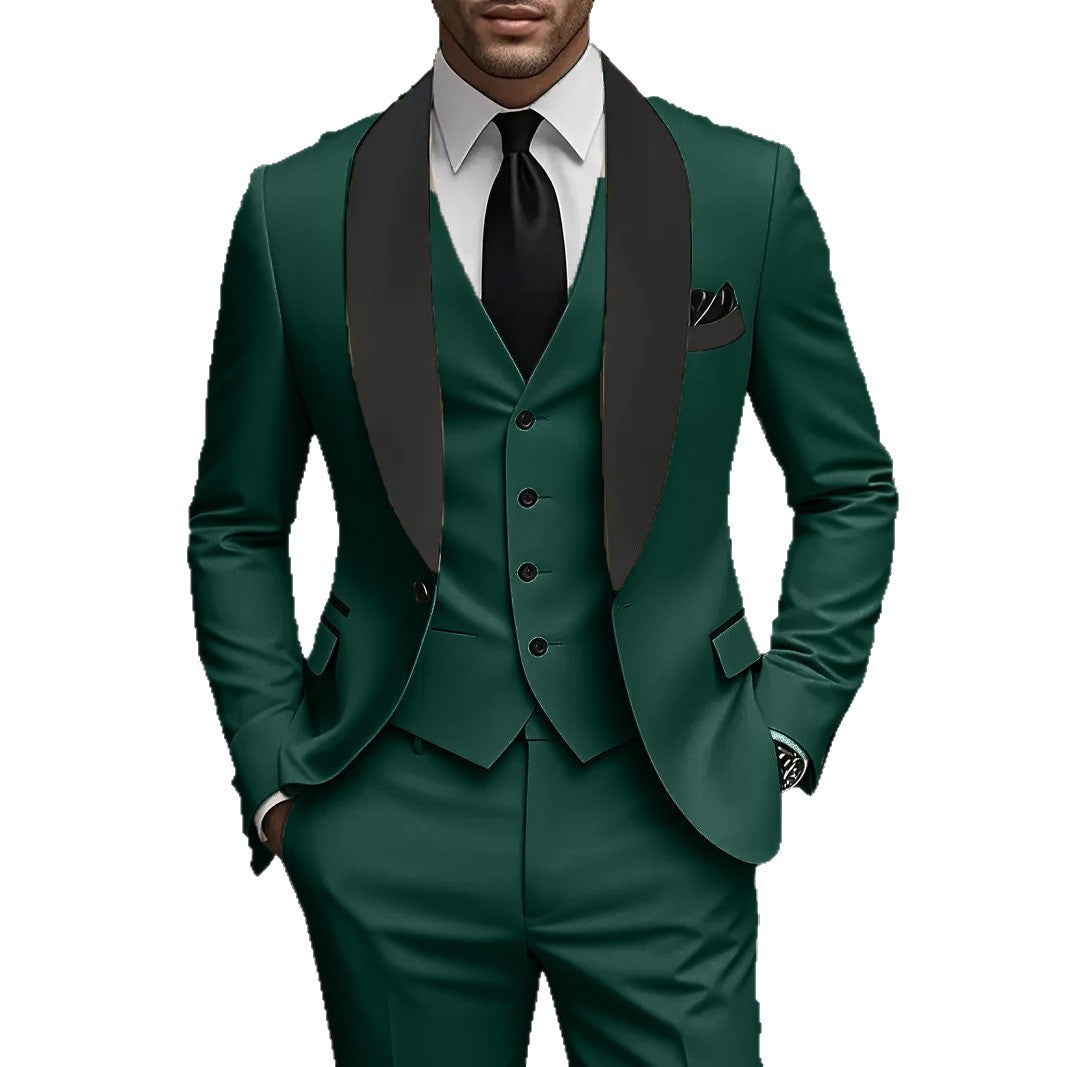 Men's Slim Fit Business Casual Three-Piece Suit
