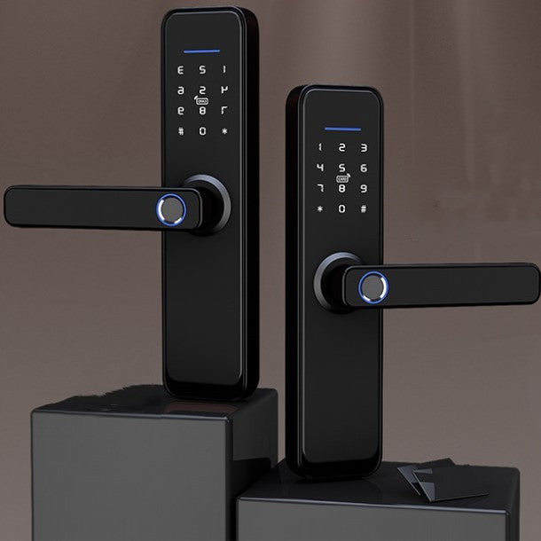 Smart Door Lock Gateway with Fingerprint & Password, Black, 135x68x69mm