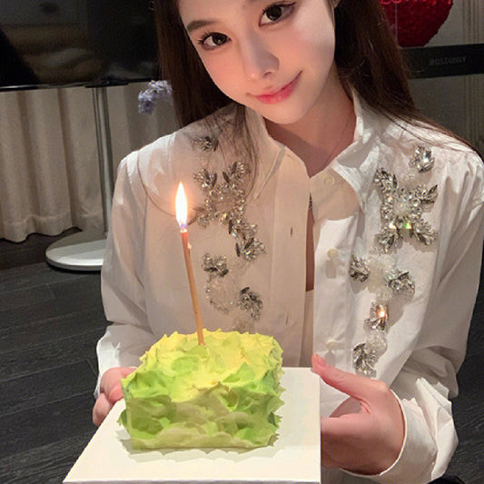 Women's Fashion Heavy Industry Nailed Beaded Top