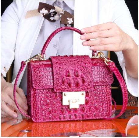 Personalized Leather Small Square Bag with Crocodile Pattern 21x16x7cm