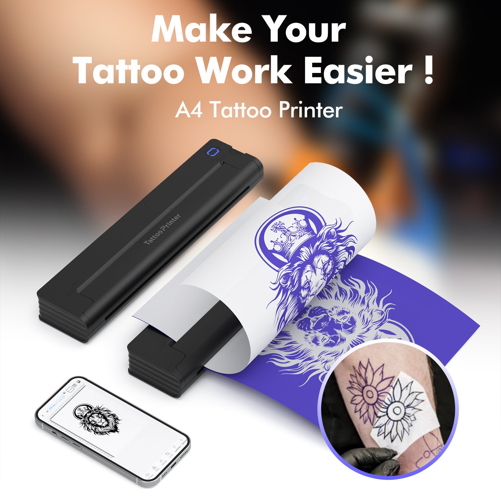 Bluetooth Thermal Tattoo Printer for Mobile Phones with USB Interface