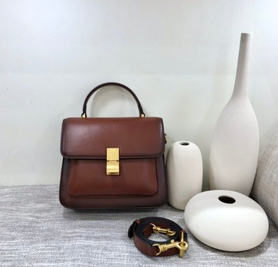 Leather Cowhide Women's Retro Square Shoulder Bag