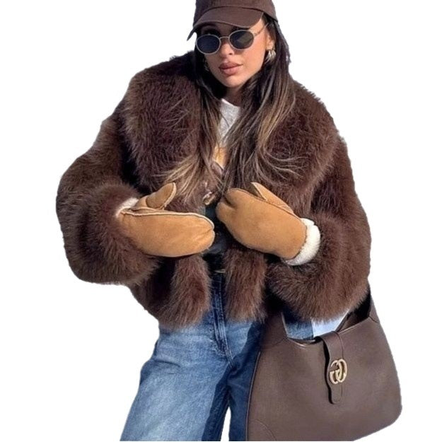 Faux Fur Coat Female Short Chic