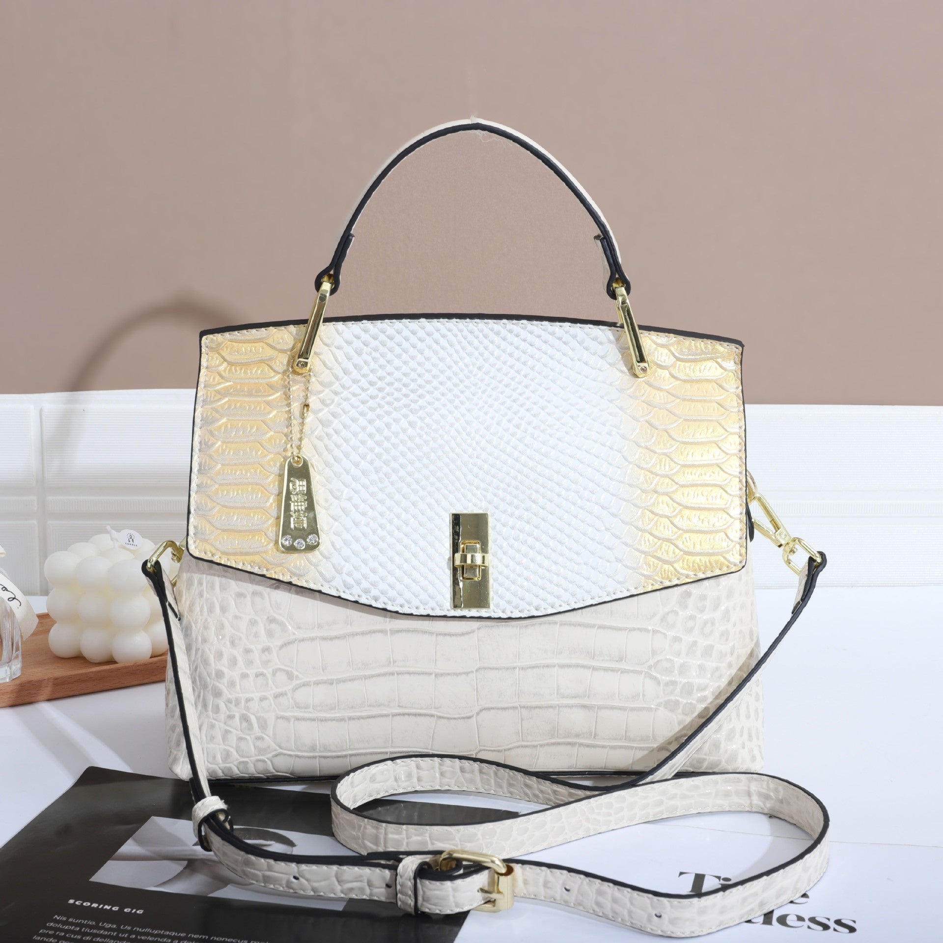 Colorful Crocodile & Snake Pattern Women's Crossbody Handbag