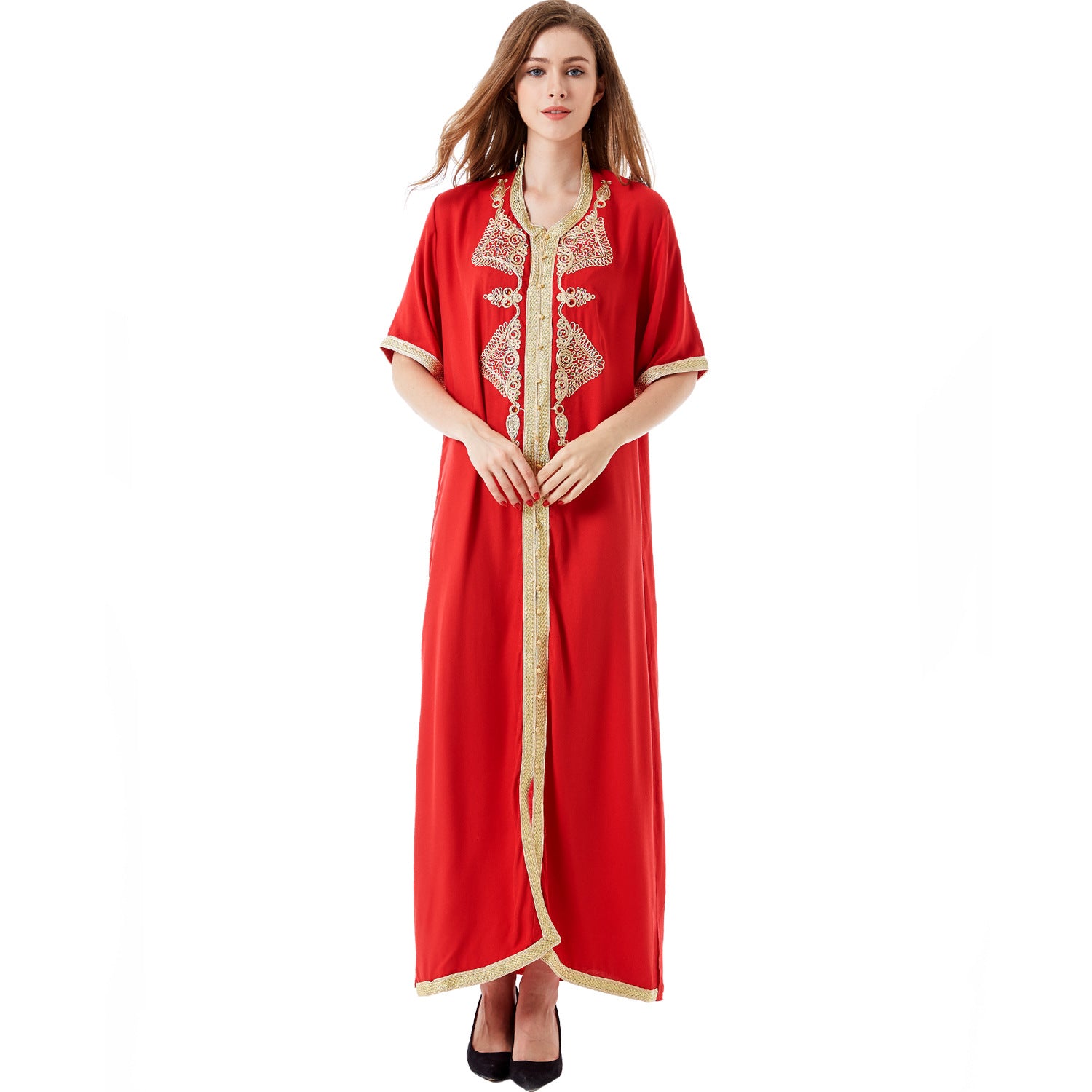 Muslim Embroidered Lace Dress