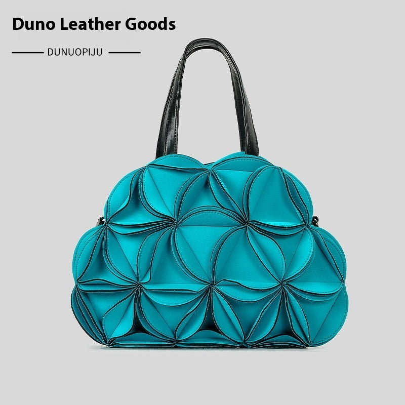 Flower-Shaped Portable PU Stitching Bag for Women