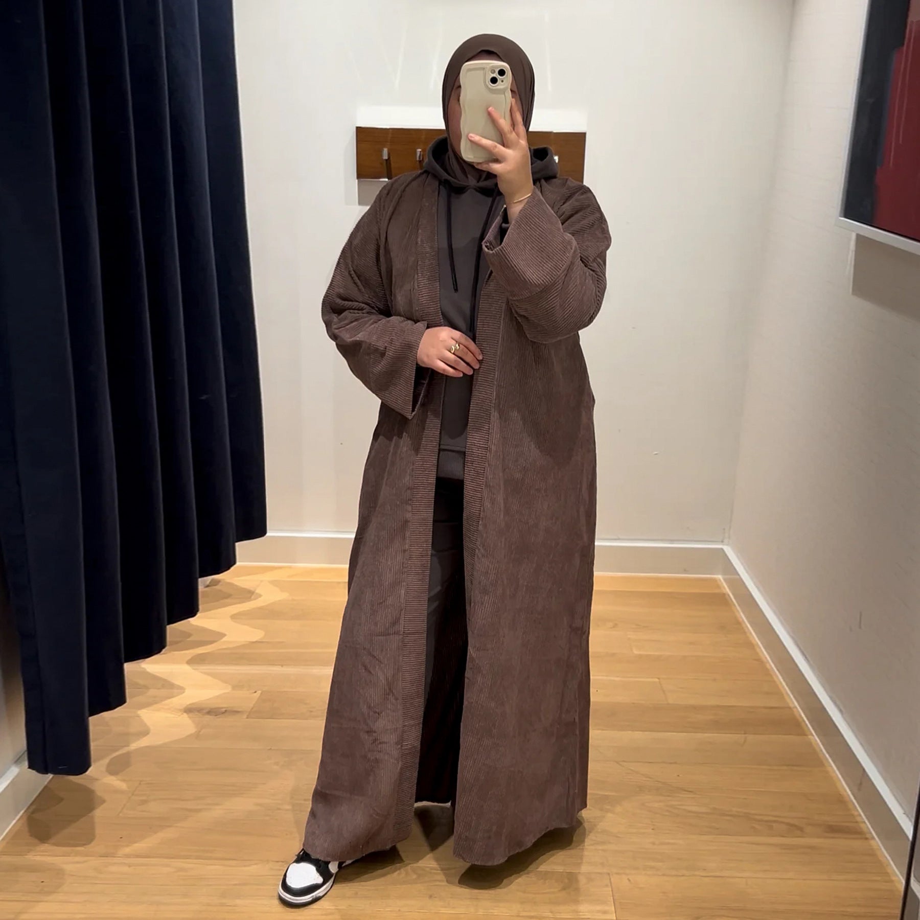Wide Hem Loose Casual Cardigan Dress for Muslim women
