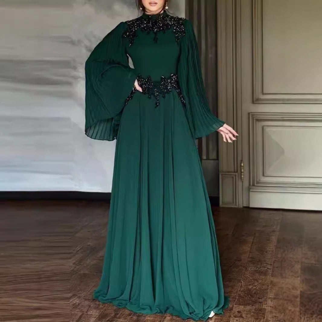 فستان سهرة نسائي من الدانتيل لشتاء وخريف