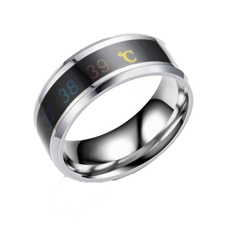 Black Technology Titanium Steel Smart Bluetooth Ring with Temperature and NFC - Sizes 6-12