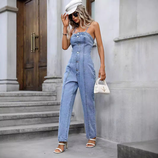 Women's Sling Denim Jumpsuit