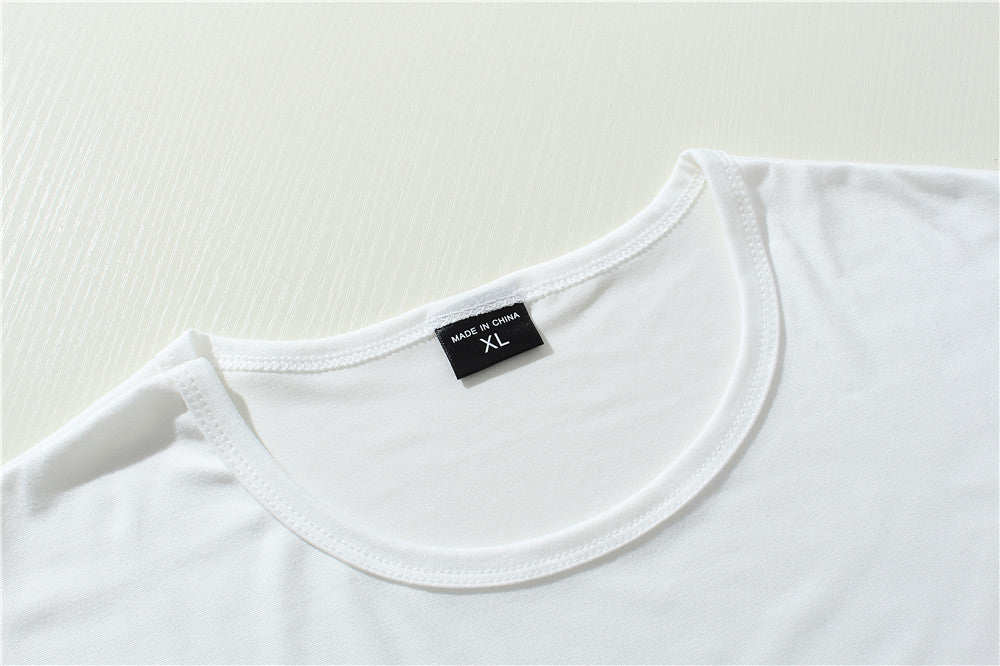 Cat Drinking Coffee Print Short-Sleeve Jersey in Grey & White Polyester