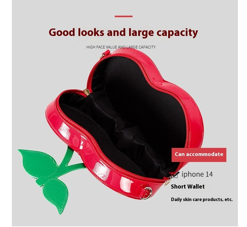 Sac messager à bandoulière en forme de cerise créative rouge en PU