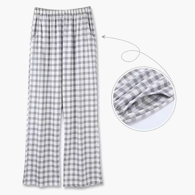 Plaid Casual Loose Home Pants for Men and Women