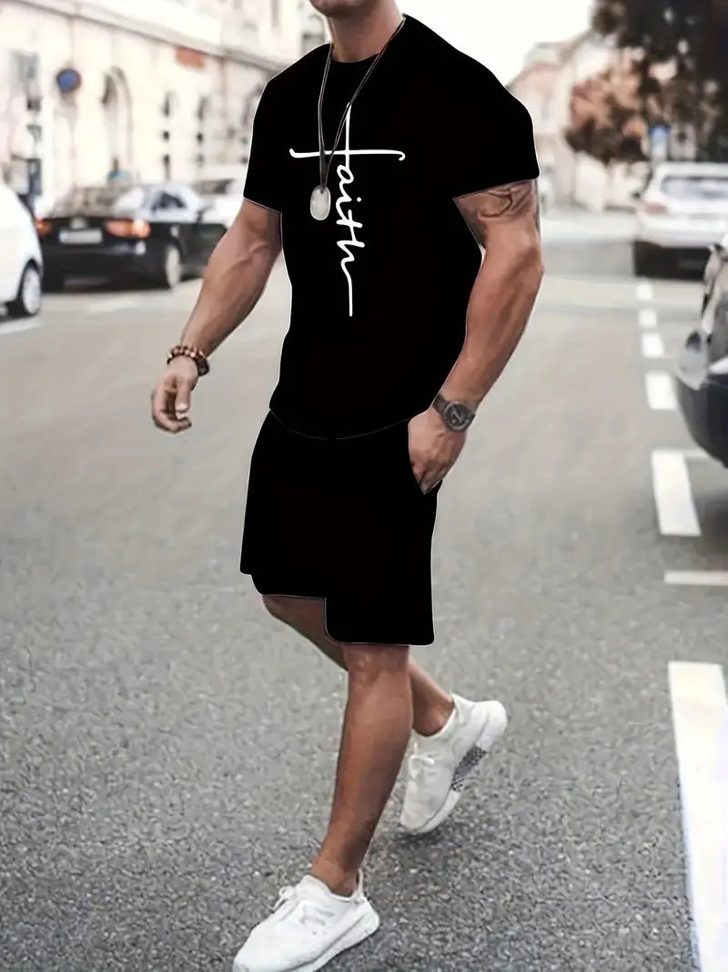 Casual Sports Short Sleeve 3d Digital Printing Design Two-piece Set