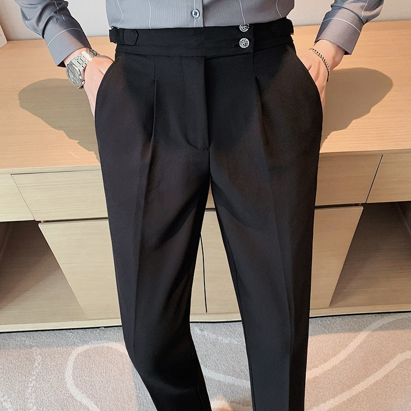 British Style Men’s Business Formal Suit Pants Straight Fit Polyester Fiber