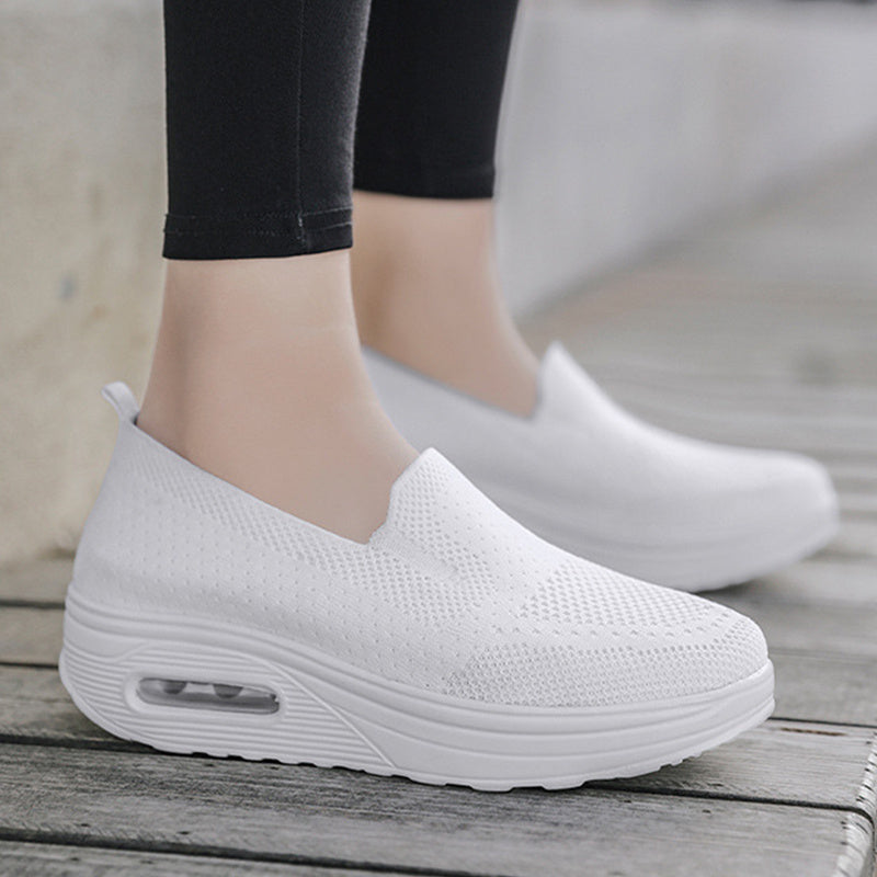 Chaussures de marche à coussin d'air en maille pour femme avec semelles épaisses
