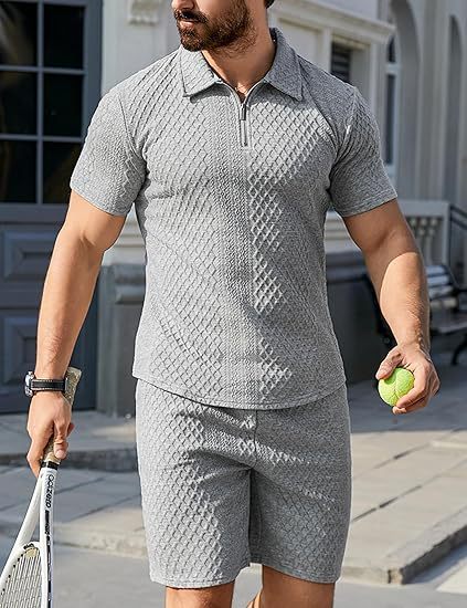 Ensemble décontracté deux pièces pour homme, short et polo