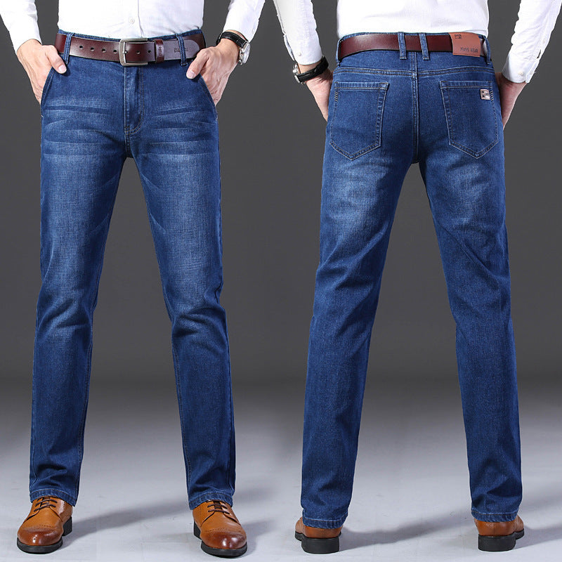 Men's Mid-Waist Straight Slim Denim Jeans